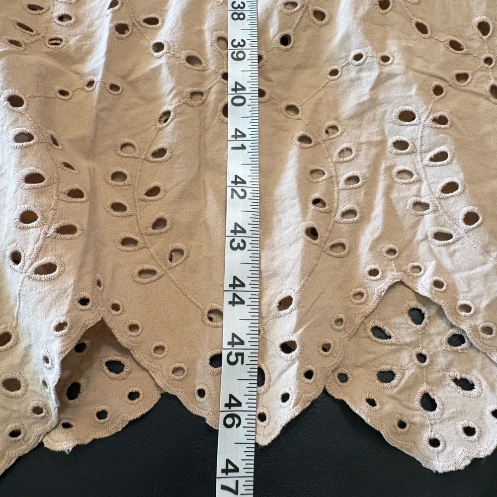 Sweet Magnolia Tan Long Sleeve Cotton Shirt Dress Cutout On Bottom Size L - Picture 14 of 14